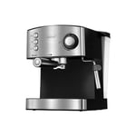 MPM - MKW-06M Machine à Espresso Manuelle 20 Bars,1,7 l, Buse Vapeur à Lait, Chauffe -Tasses 850W Noir/Argent