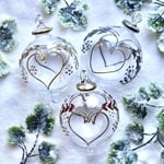 Exquisite Handmade Glass' Forever' GOLD Christmas Decoration with Heart Detail