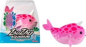 ZHU ZHU AQUARIUM - Coral le Narval - Rose - Peluche Douce & Interactive Pour Enfants dès 4 ans - Mini Univers Sous Marin Enchanté - Animal Intéractif Rigolo - Pas Besoin d'Eau - Lansay