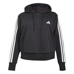 adidas Female ESSENTIALS 3-STRIPES FRENCH TERRY QUARTER-ZIP HOODIE (PLUS SIZE) 3XL (Plus Size) Black/White