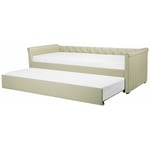 Lit Banquette Gigogne en Tissu Beige 80 x 200 cm Elégant avec Touche Chesterfield pour Chambre Classique ou Contemporaine Beliani