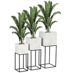 Decorative Plant Stand Set of 3, Square Flower Pot Holders Bedroom