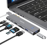 Adaptateur USB - C pour MacBook Pro 20232022021,Adaptateur USB 7 - en - 2 MacBook Pro pour MacBook Pro/air m1m2m3,dongle Mac avec HDMI 4K,2 USB 3.0,TF/SD,USB - C 100W et thunderbolt3(Q807)