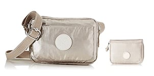 Kipling Abanu femme Sacs bandoulière Argenté (Metallic Glow) + Tops femme Portefeuilles Argenté (Metallic Glow)