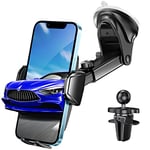 Josnown Support Telephone Voiture, Universel 3 en 1 Porte Telephone Voiture Ventouse pour Tableau de Bord & Pare-Brise & Ventilateur, Super Stable Telephone Voiture pour 3.7-7" Smartphones