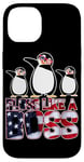 iPhone 14 Floss Like A Boss American Flag Funny Penguin 4th of July Case