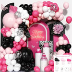 ZYOOO Black Pink Balloons Arch Kit,154pcs Diy Balloon Garland for Girls Birthday,Barbie Party,Wedding,Engagement,Anniversary,Bridal Shower Decorations