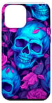 Coque pour iPhone 13 Pro Max Violet Rose Halloween Crâne Bleu Roses Femmes Fille