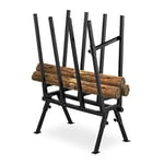 Relaxdays Chevalet de sciage, Charge maximale 200 kg, Acier Robuste, HLP: 112 x 77,5 x 50 cm, pour Couper Le Bois, Noir