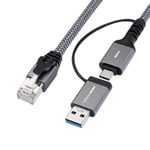 Microconnect CAT6 RJ45 FTP to USB A-C adapter cable, 2 meter network a