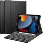 Tangentbord för iPad 9:e generationen 2021/iPad 8:e 2020/iPad 7:e 2019 10,2 tum - Trådlöst Bluetooth Azerty-tangentbord Mjukt fodral