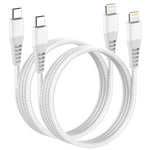 Câble Usb C Vers Lightning 1M/Lot De 2[Certifié Mfi], Cable Iphone Usb C Nylon Tressé Cable Chargeur Rapide Iphone Fil Chargeur Iphone Câble Lightning Pour Apple Iphone 14 Pro Max 13 12 Mini 11 X 8 S