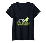 Womens Bingo Queen Crown Bingo Balls V-Neck T-Shirt