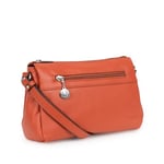 Hexagona - Sac porté travers - Compatible téléphone portable - Pour Femme - Collection Confort - Orange - En cuir