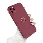 Newseego Coque Compatible avec iPhone 11 Pro Max, Coque en Silicone Souple Motif Amour Or Doré avec Cadre latéral Mignon Petits Cœurs Coque de Protection Antichoc pour iPhone 11 Pro Max-Claret