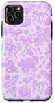 Coque pour iPhone 11 Pro Max Coquette Dentelle Mauve avec Noeuds et Roses