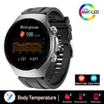 2024 Uusi Laserhoito Kolme High Smart Watch Miesten Ekg Verensokeri Terveys Tracker Älykello Bluetooth Call For Huawei Xiaomi_Silver black_Blood glucose