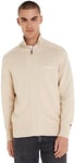 Tommy Hilfiger Men's Cardigan Cotton Zip, Beige (Cashmere Creme), M