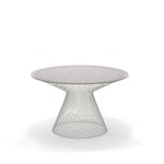 EMU - Heaven High Round Table Ø120, Frame: Matt White, Top: Smokey Glass - Matbord utomhus