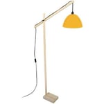 Lampadaires Tosel  lampadaire liseuse articulé bois naturel et jaune