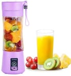 Lelesta Portable USB Personal Blender, 380ml Juicer Cup Rechargeable Electric Fruit Mixer Juice Blender, 6 Blades in 3D for Superb Mixing (Purple)