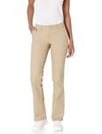 Dickies Women's Slim Fit Boot Cut Leg Twill Pant-Petite/Tall Khakis, Desert Sand V1, 18 Long