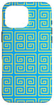 Coque pour iPhone 16 Pro Max Blue Yellow Square Spiral Geometric Symmetrical Pattern