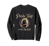 Pirate Ship In The Moonlight On The Water Skull Crossbones Sweatshirt