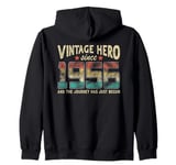 Vintage Hero Born 1956 The Journey Has Just Begun Birthday Zip Hoodie