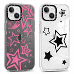 Foonary 2 Pack Clear Print Phone Case Compatible with iPhone 14/iPhone 13 6.1", Slim Soft Silicone with Color Star Design Aesthetics Transparent Pattern Cases, Shockproof Bumper Protector Cover