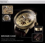 Montre Homme style Vintage AUTOMATIQUE-Bronze et cuir