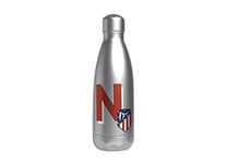 Atletico de Madrid - Bouteille d'eau en acier inoxydable, fermeture hermétique, lettre N en rouge, 550 ml, couleur métallisée, produit officiel (CyP Brands)