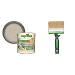 Cuprinol 5092612 Garden Shades - Natural Stone (2.5L) & Fit for The Job 4 inch Large Capacity Shed and Fence Block Brush for Rapid Painting of Sheds & Fence