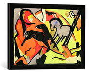 Kunst für Alle 'Encadré Image de Franz Marc Deux Chevaux, d'art dans Le Cadre de Haute qualité Photos Fait Main, 60 x 40 cm, Noir Mat