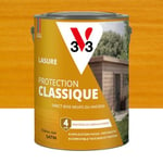 V33 Lasure Bois extérieur Chêne clair - Protection Classique 4 ans - Protège du grisaillement - Direct bois neufs ou anciens - Texture anti-goutte - 5L