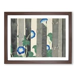 Morning Glory Flowers By Kamisaka Sekka Asian Painting Framed Wall Art Print, Ready to Hang Picture for Living Room Bedroom Home Office Décor, Walnut A2 (64 x 46 cm)