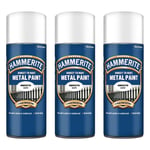 3x Hammerite Direct To Rust Smooth White Aerosol Quick Drying Spray Paint 400ml