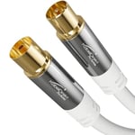 KabelDirekt – 4K TV Aerial Cable, Coaxial Cable – 2m – TV Cable for Digital & Analogue TV, Metal Connectors – Available in 0.5-20m (Plug to Socket, for DVB-C/DVB-T/DVB-S, white)