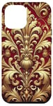 Coque pour iPhone 12 Pro Max Motif baroque rouge et beige royal