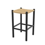 Rendez-vous Déco - Tabouret pour ilot central 65 cm en teck noir et rotin - kaïa