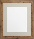 FRAMES BY POST H7 Picture Photo Frame, Rustic Oak with Light Grey Mount, 8 x 6 Image Size 6 x 4 Inch