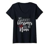 Womens My Greatest Blessings Call Me Nana Sentimental Grandma V-Neck T-Shirt