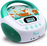 Lecteur CD MP3 Forest Enfant avec Port USB et entrée Audio, Sortie Casque Blanc/Vert