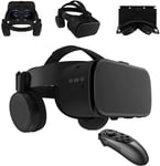 Casque de réalité virtuelle pour téléphone, casque de réalité virtuelle avec télécommande, lunettes vidéo 3D mobiles pour films et jeux, compatibles avec iPhone et téléphones Android (noir)