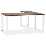 Bureau d'Angle Design "Hovik" 160cm Noyer & Blanc