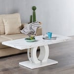 Halo High Gloss Coffee Table In White And Vida Marble Effect