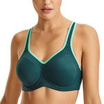 SYROKAN Femme Soutien-Gorge de Sport à Armature Grand Maintien Dos Nageur Vert épicéa 85F