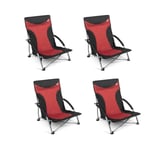 4 x Kampa Sandy Low Chair Folding Beach Ember Red