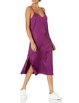 The Drop Women's Ana Silky V-neck Midi Slip Dress, Grape Juice, L