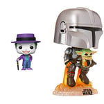 Funko POP! Heroes: Batman 1989 - The Joker With Hat and Cane - 1 in 6 Chance Of Receiving A Rare CHASE variant, 47709 & POP Vinyls Star Wars : The Mandalorian Mando Flying With Jet Display Stand 50959
